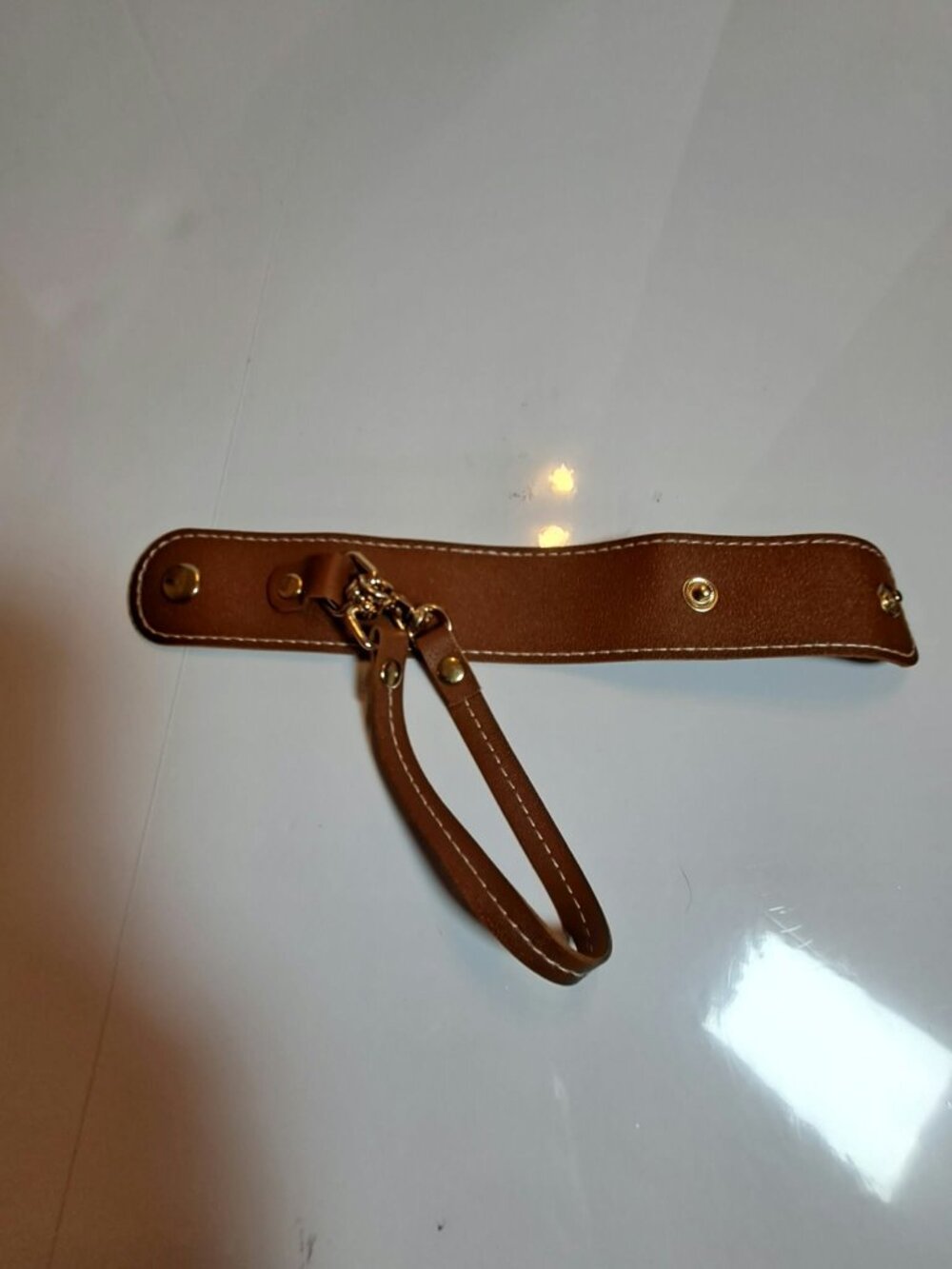 Brown Faux Leather Scarf Holder Bag Accessory - Picture 5 of 6